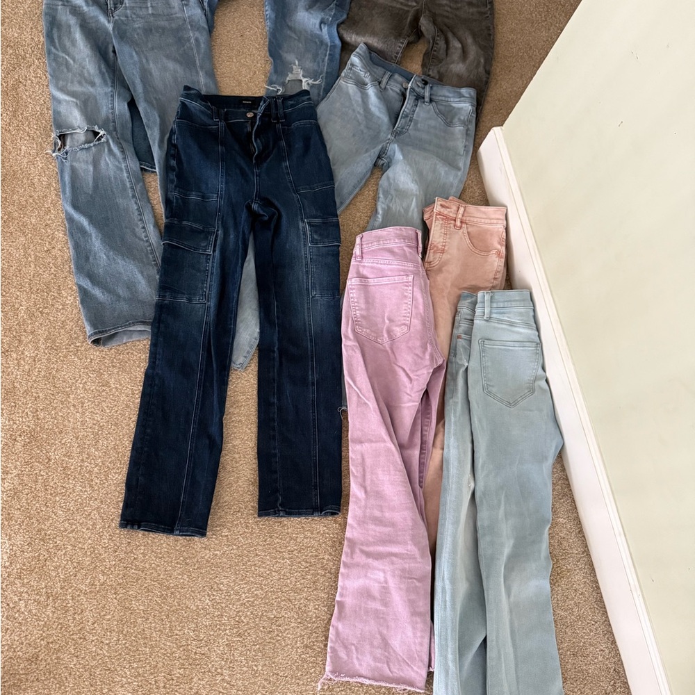 Express Women's Straight Leg Jeans - Blue, Pink, Light Blue, Black, Gray